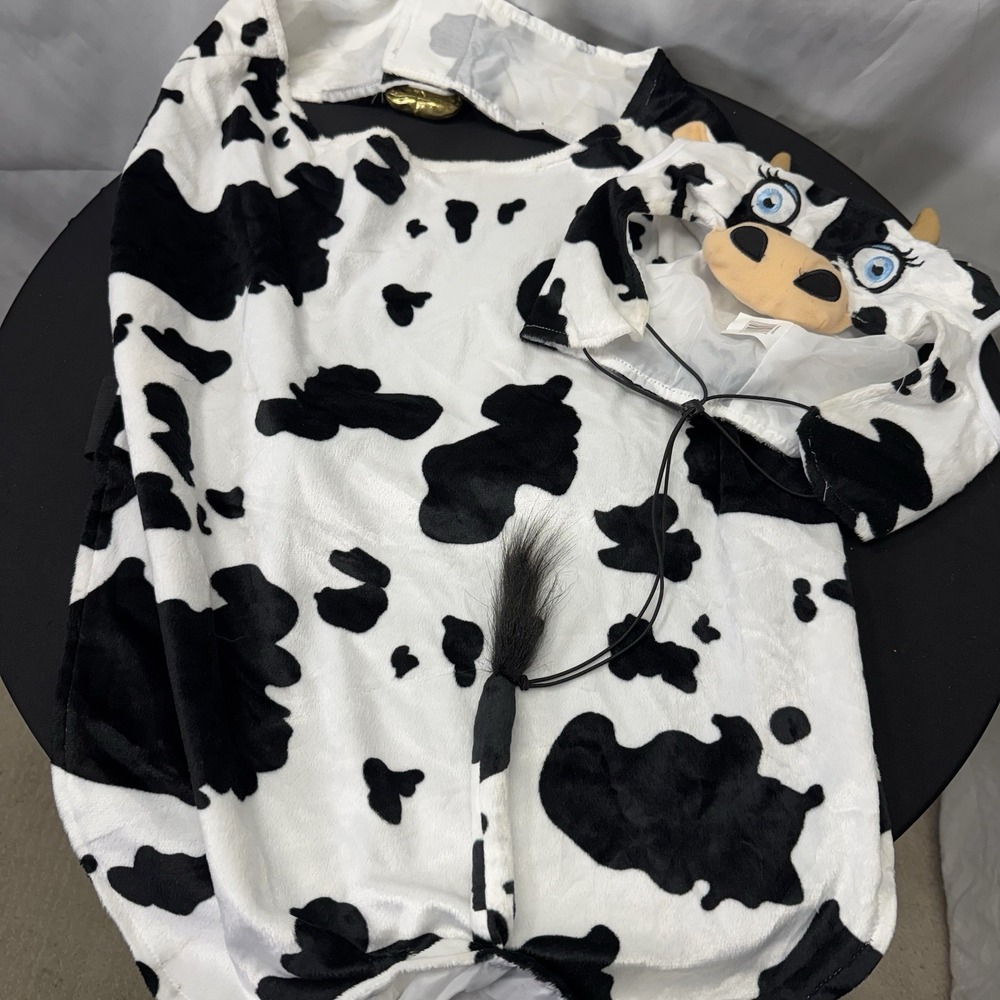 Vibrant Life Cow Pet Costume‎ XL Black White Spotted Plush Halloween 80421-0015